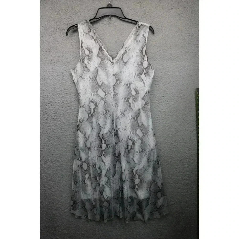 T. Tahari Snakeskin Print Sleeveless Midi Dress-Medium-Lined